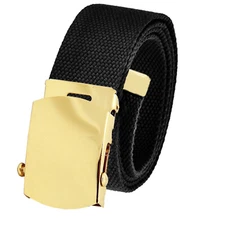Build A Belt Adult 1.5" Classic Gold Slider Buckle with Canvas Web Belt