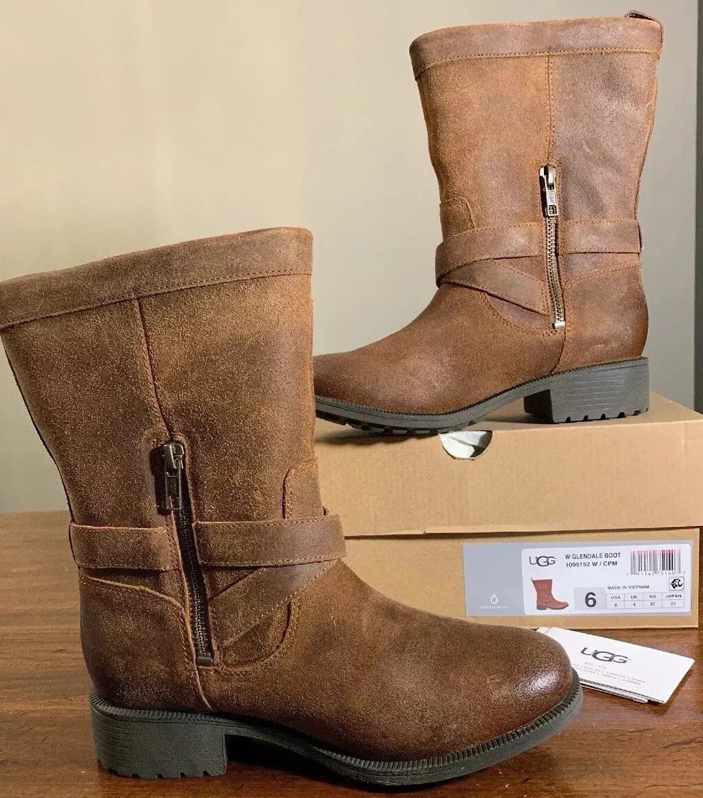 UGG Australia GLENDALE SHORT BOOTS LEATHER Chipmunk 1095152 Buckle