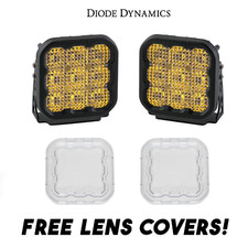 Diode Dynamics SS5 Amber Pro Universal Flood Light Pod Kit w/ Clear Lens Covers
