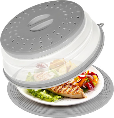 2 in 1 Microwave Splatter Cover & Silicone Mat, Vented Collapsible Microwave Cov