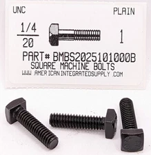1/4-20x1 SQUARE HEAD MACHINE BOLTS STEEL PLAIN (20)