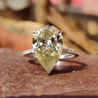 5.16TW Light Yellow Pear Cut Moissanite Hidden Halo Engagement Ring 925 Silver