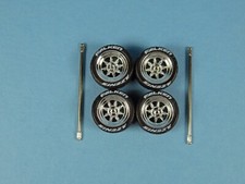 1/64 Wheel and Tire Set Real Riders Hayashi Type CR Chrome With Falken Azenis
