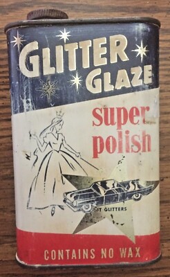 Vnt 1960s GLITTER GLAZE SUPER POLISH AUTO & HOME CAN GLITTER PRODUCTS, INC MICH