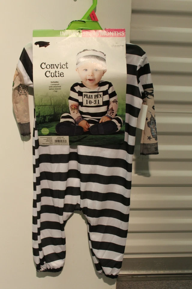CONVICT CUTIE BABY 12-18 Months Costume Toddler Halloween Prisoner Inmate NEW - Image 2 of 4