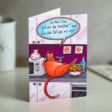 Cat on the Counter Funny Birthday Greeting Card Humorous Greetings Cards Humour
