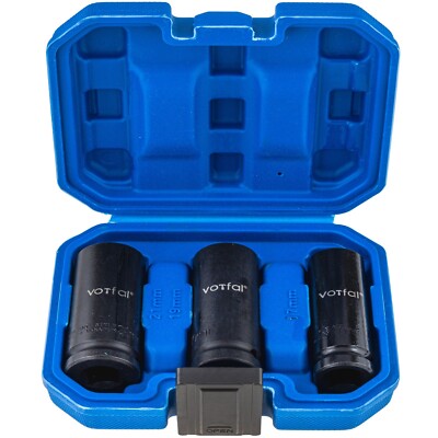 Kraft 1/2'' Schlagschrauber Nüsse Set 17/19/21 mm Steckschlüssel Schoneinsätze