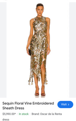 oscar de la renta gold dress Oscar De La Renta Dress Size 2 Gold Sequin Worn By Celebrities. Pristine