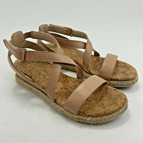 Adrienne Vittadini Sport Nude / Beige Platform Strappy Sandals w/ Cork Soles - Picture 6 of 12