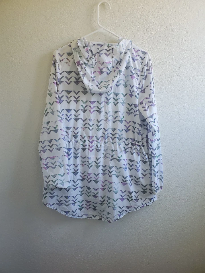 Champion Windbreaker Women M Lightweight Hooded White/Purple Cinched Waist FLAW - Image 2 of 4