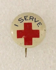 Red Cross: Junior Red Cross "I Serve" large cross, pre WWII (lapel pin)