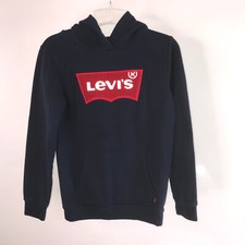 Levi's Hoodie Pullover Boys 14/16 Dark Blue Long Sleeve Large Logo Skate Board
