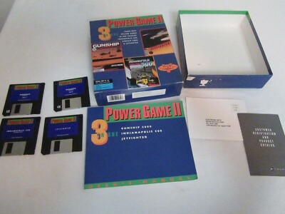 Power Game II Jetfighter Gunship 2000 Indianapolis 500 Microprose Vintage PC 3.5