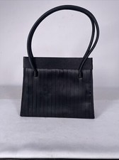Bijoux Terner Hand Bag Nylon Classic Shiny Black Double Strap 7.75”x2.5”x6.25”