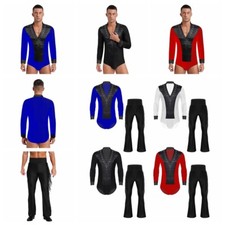 Men's Unitard Party Bodysuit With Pants Competition Leotard And Tights Flared