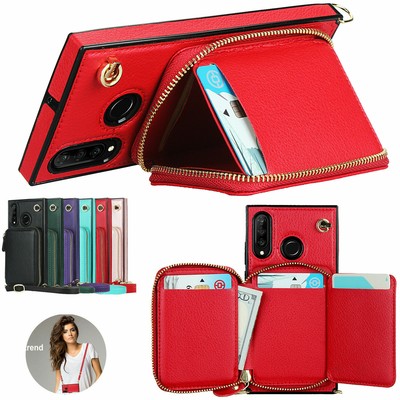 Leather Card Wallet Purse Zipper Bag Phone Case For Huawei P30 P40 Mate 20 Pro
