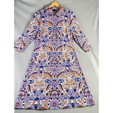 Talbots Dress Womens Medium Shirtdress Button Half Placket Shift Paisley