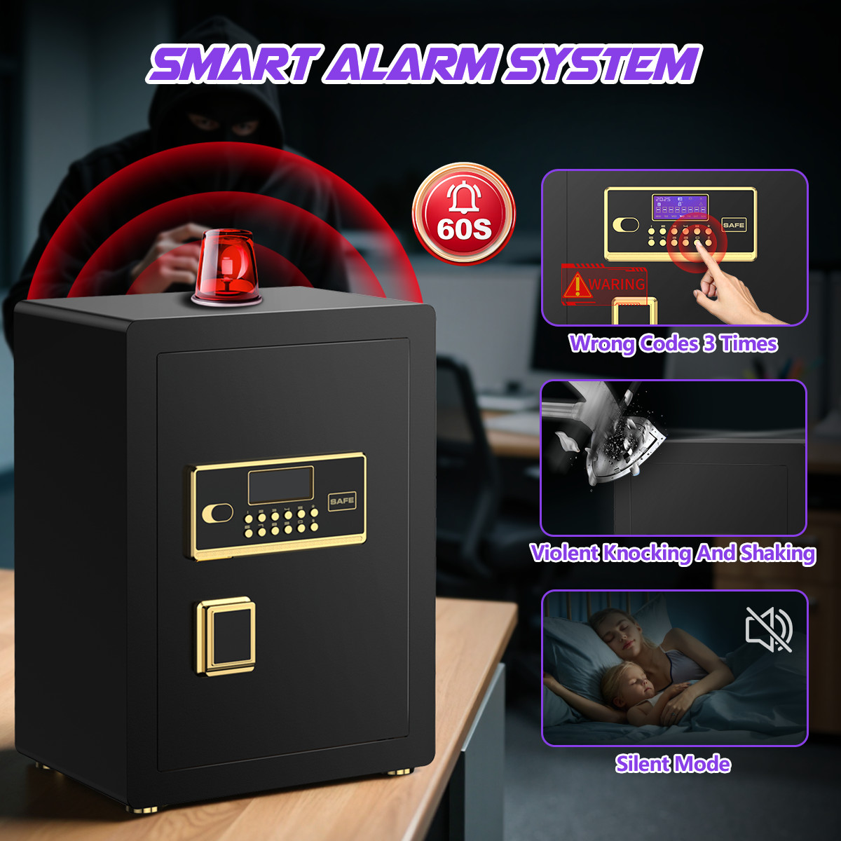 BESAFETY 5.3 Cuft Large Safe Box for Home Security with Alarm System
