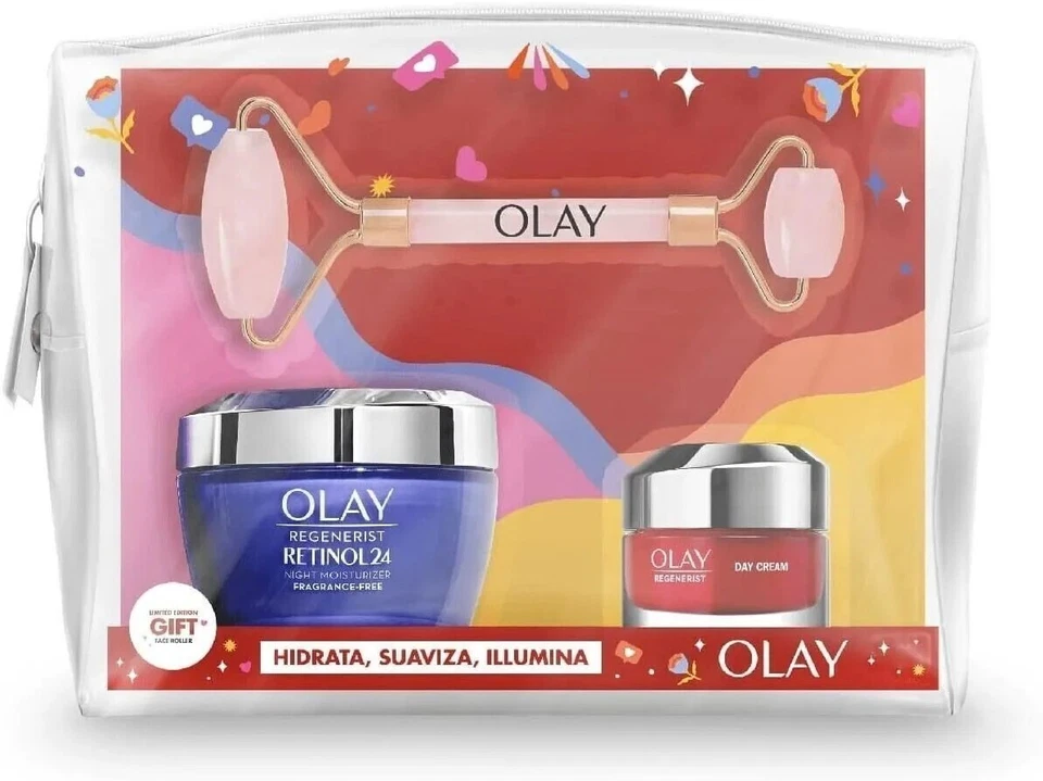Olay Geschenkset Regenerist Day + Retinol 24 Nacht Gesichtscreme, Gratis Gesichtsroller,