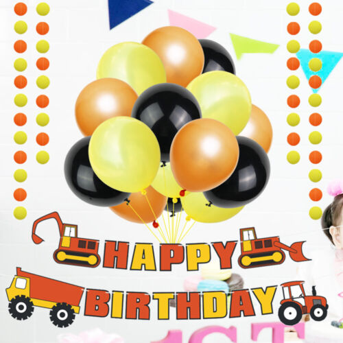 Excavator Birthday Party Decoration Glitter Vehicle Banners Latex Balloons Party - Picture 1 of 11