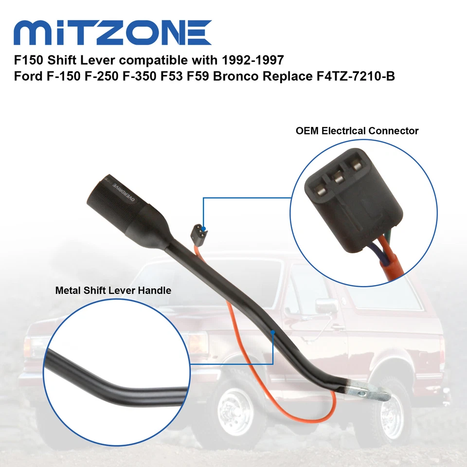 Palanca de selección de cambio de columna para Ford F150 F250 F350 Bronco F53 F4TZ7210B 1992-1996 Foto 4 de 4