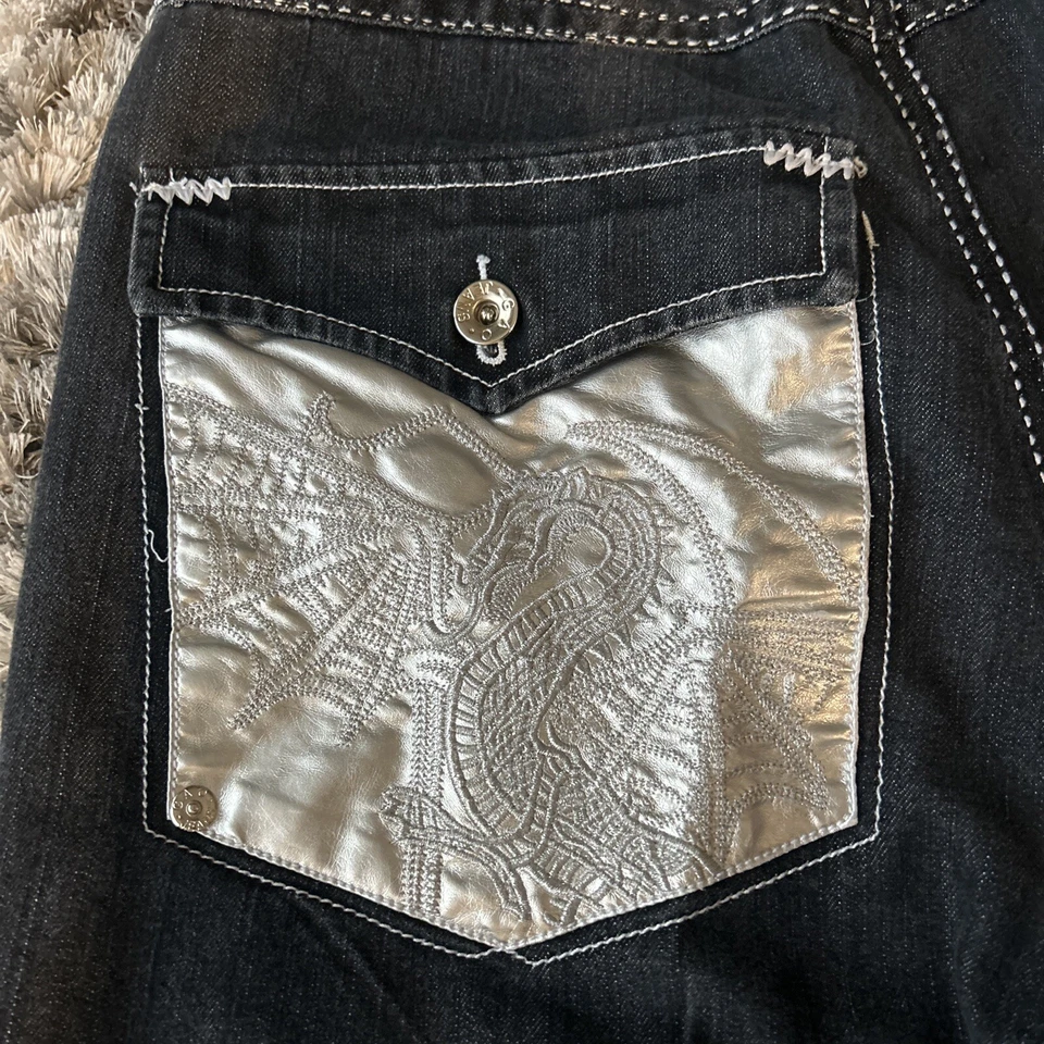 Jean Shorts Rare GAO Jeans Embroidered Full Art Size W36 L15 Y2K Jnco 90’ - Image 3 of 4