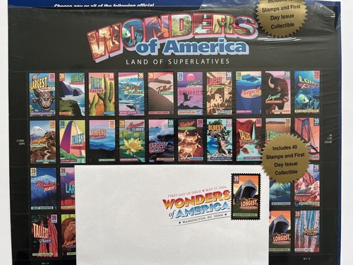 Wonders of America Land Of Superlatives, Collectible 39¢ Stamp Sheet (40) & FDC - Picture 2 of 3