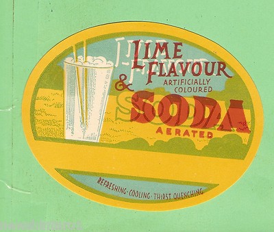 #D6. EARLY  AUSTRALIAN CORDIAL LABEL, LIME & SODA, PRINT ERROR