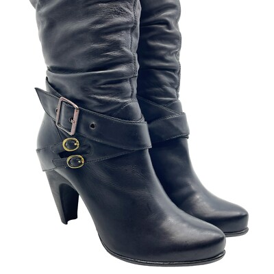 靴 00s real leather heel boots Black Knee High Geox Y2K Boots, Vintage 2000s Fashion, Retro