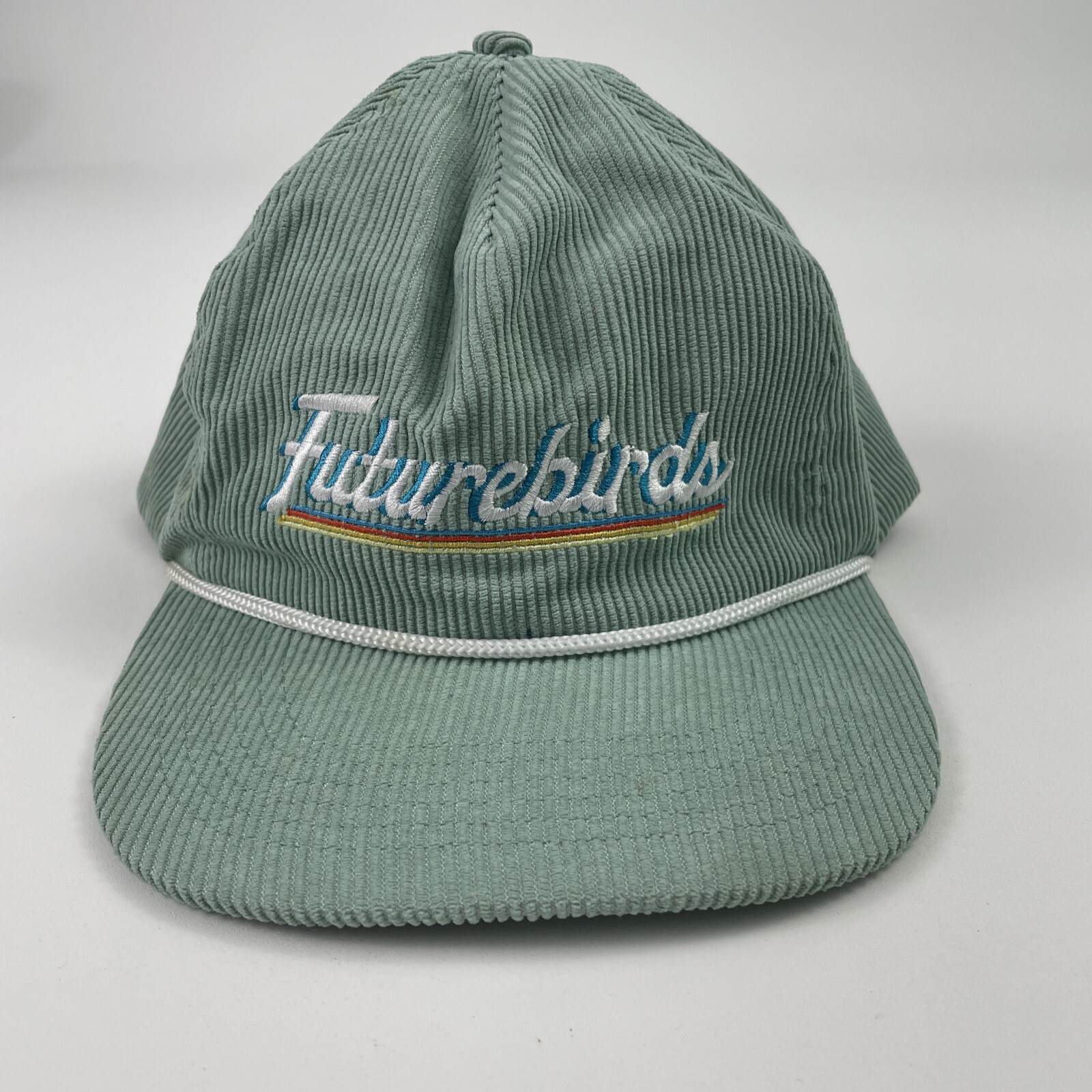 Futurebirds Rock Band Flat Bill Corduroy Hat One Size SnapBack Green