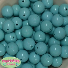 20mm Turquoise Acrylic Solid Bubblegum Beads Lot 20 pc.Chunky Gumball