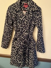 Merona Lined Leopard Print Belted Double Breast Rain Coat S