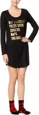 Jenni by Jennifer Moore Graphic Sleepshirt and Socks Set (Medium, Black)