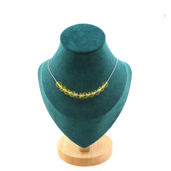 Halskette 10 Perlen Citrin 8 Mm. Kette Aus Edelstahl Halskette Frauen, MäNner-image