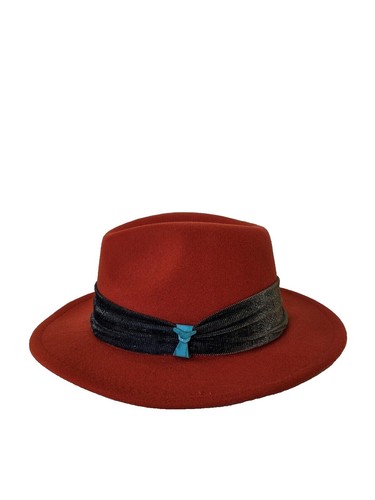 Chapeau Femme Feutre Laine Noir, Ruban Rouge Et Vert, Style Cloche - Taille 7 3/8, Neuf