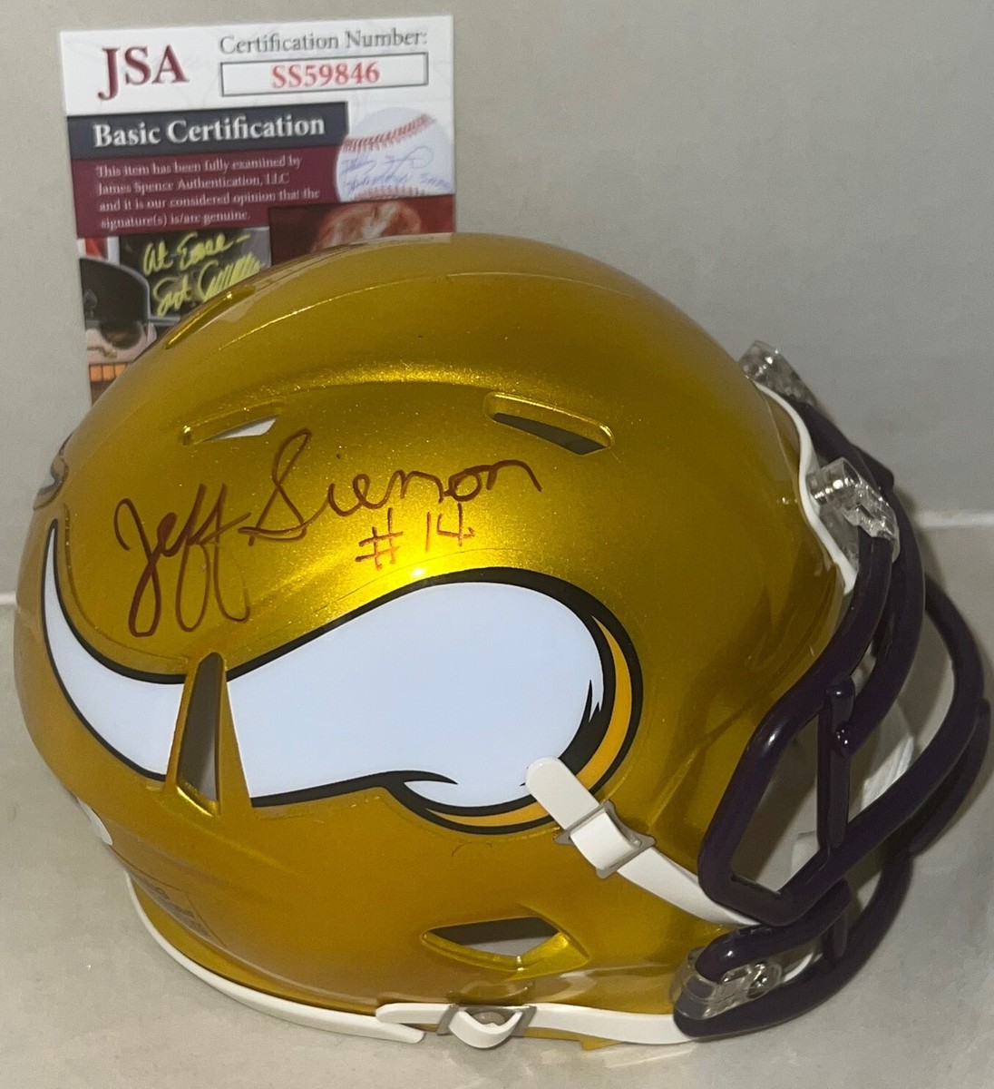 Jeff Siemon signed Minnesota Vikings Flash mini helmet autographed