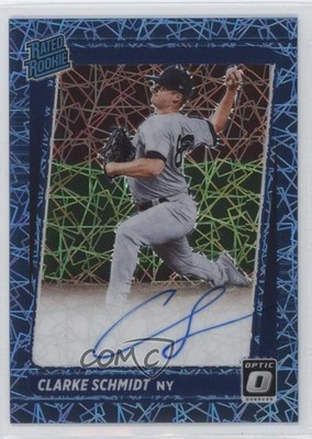 2021 Donruss Optic Carolina Blue Velocity Prizm 5/75 Clarke Schmidt Auto RC 01l2