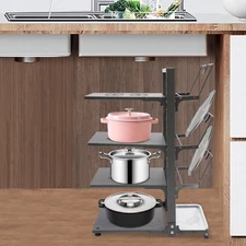 4-Tier Pot and Pan Organizing Rack, Pot Organizer, Kitchen Pot Organizer