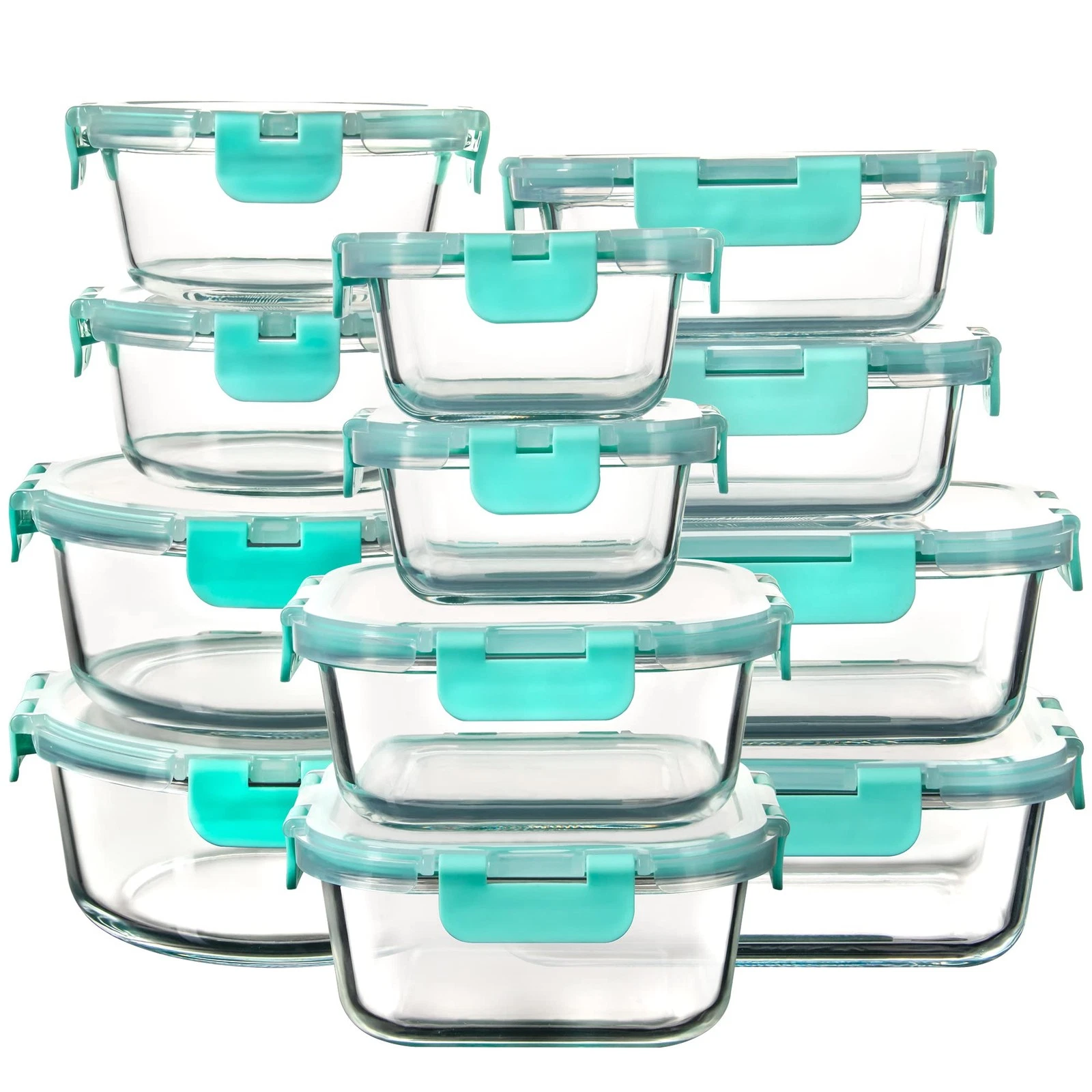 12 Pack Glass Storage Containers with Lids, Leak-Proof Meal Prep Containers, ...