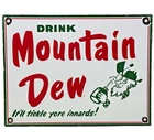 VINTAGE MOUNTAIN DEW PORCELAIN SIGN SODA POP BOTTLE CAN BAJA BLAST GAS STATION