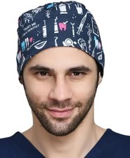 Soft Cotton Tie-Back Scrub Cap with Sweatband - Comfortable Unisex Headwear