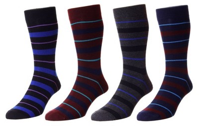 HJ Hall Men's Pack of 4 Assorted Fancy Cotton Dress Socks