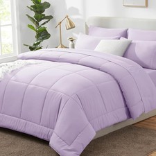 Size Comforter Set 7 Pieces Bed in a Bag, Light Purple Comforter King Lavender
