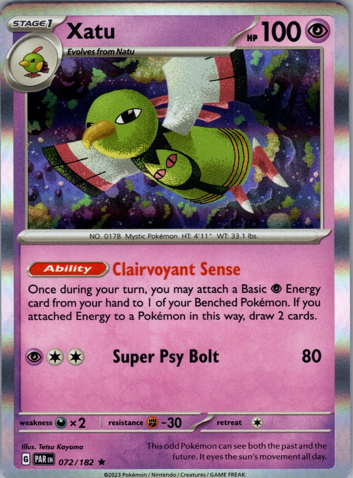 Xatu 72/182 2023 SV Paradox Rift Holo Rare