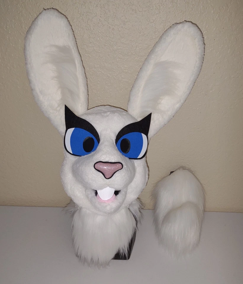 白兔毛皮服部分动物服装吉祥物头尾! — 第 2/4 张图片