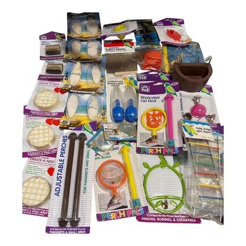 Lot of 40 Vo-Toys Bird Toy Bundle Spinning nesting ladder Hanging Bell Birds Pet