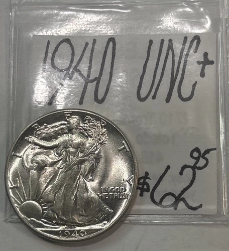 1940 Walking Liberty Silver Half Dollar (UNC+) Uncirculated Cond ENN Coins