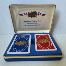 Vintage KEM Bicentennial Double Deck Plastic Playing Cards W/Case 1 card missing