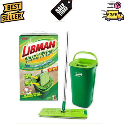 Libman Rinse N Wring Flat Mop System Microfiber Pad Baseboard cleaner Wall Clean