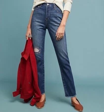 Ella Moss Anthropologie The High Waist Straight Blue Jeans 29 New NWT RARE HTF